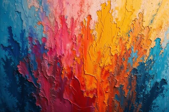 Texture artistique aux couleurs vives illustrant un nuancier d'inspiration pour des projets de peinture et de rénovation intérieure.